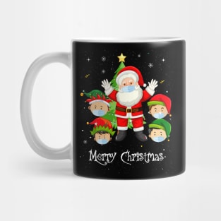 Merry Christmas 2020 Quarantine Santa and Elves Wearing Mask Mug